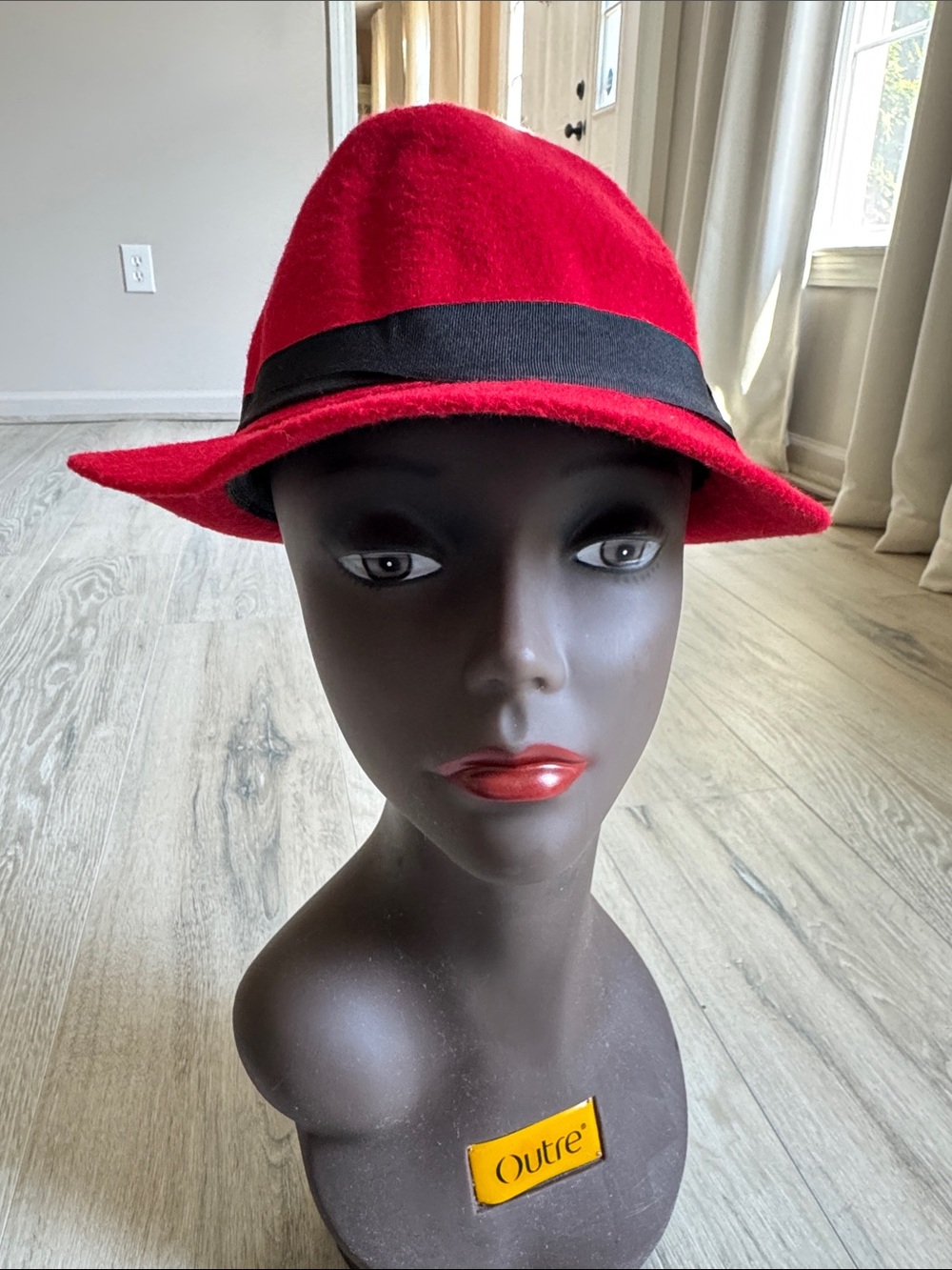 Red Felt Fedora with Black Band